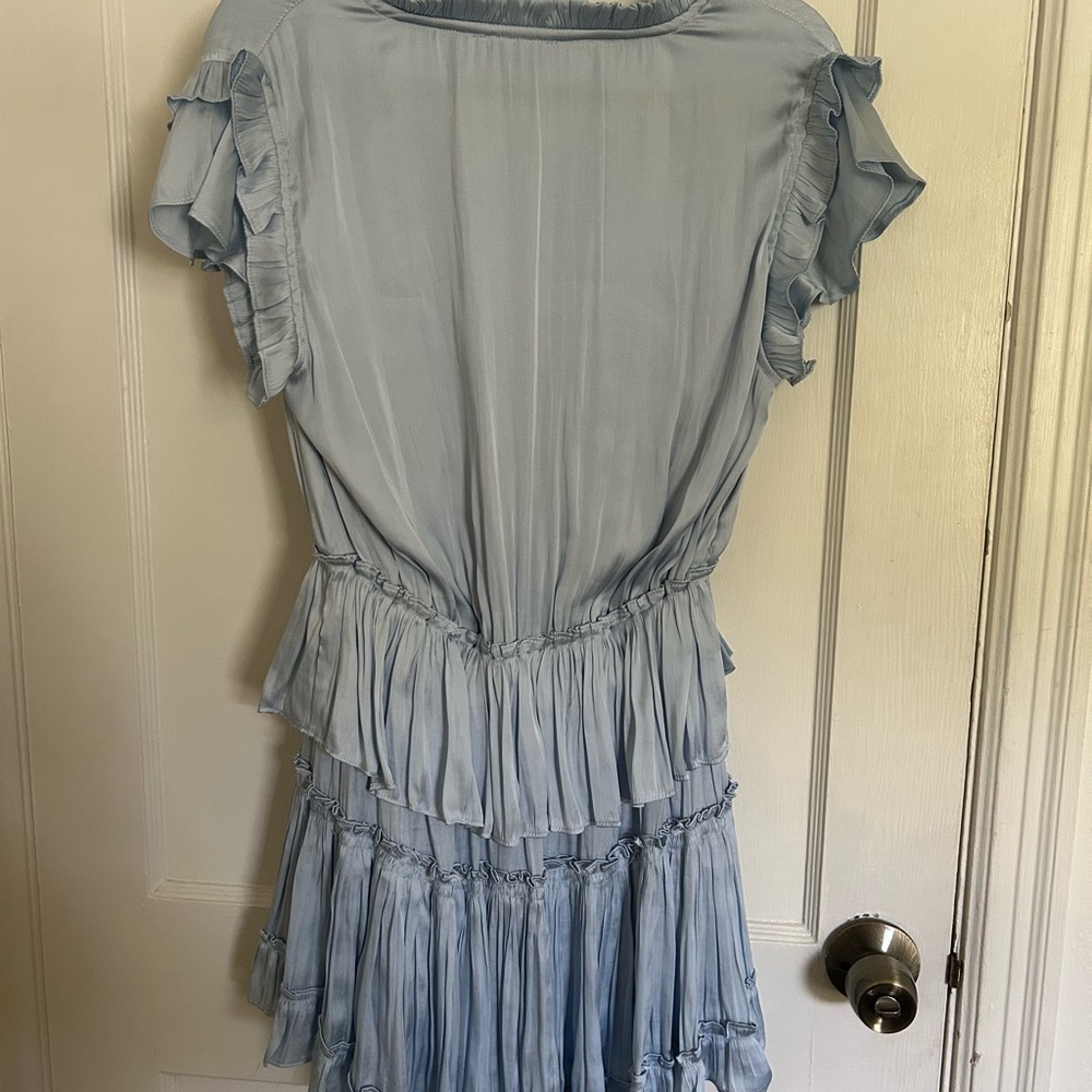Light Blue Ruffled Mini Dress - Picture 2 of 3